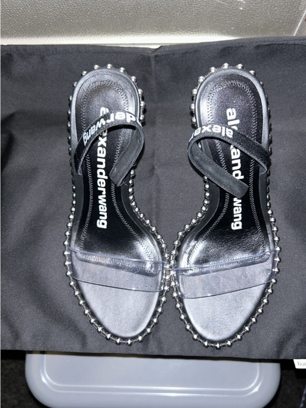 Alexander Wang Black Stud-Trim Slide Sandals